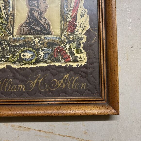 Framed Trapunto Embroidery: William Henry Allen War of 1812 Naval Commandant - Picture 5 of 8
